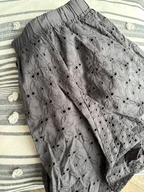 American Eagle Outfitters Charcoal Eyelet Circle Skirt